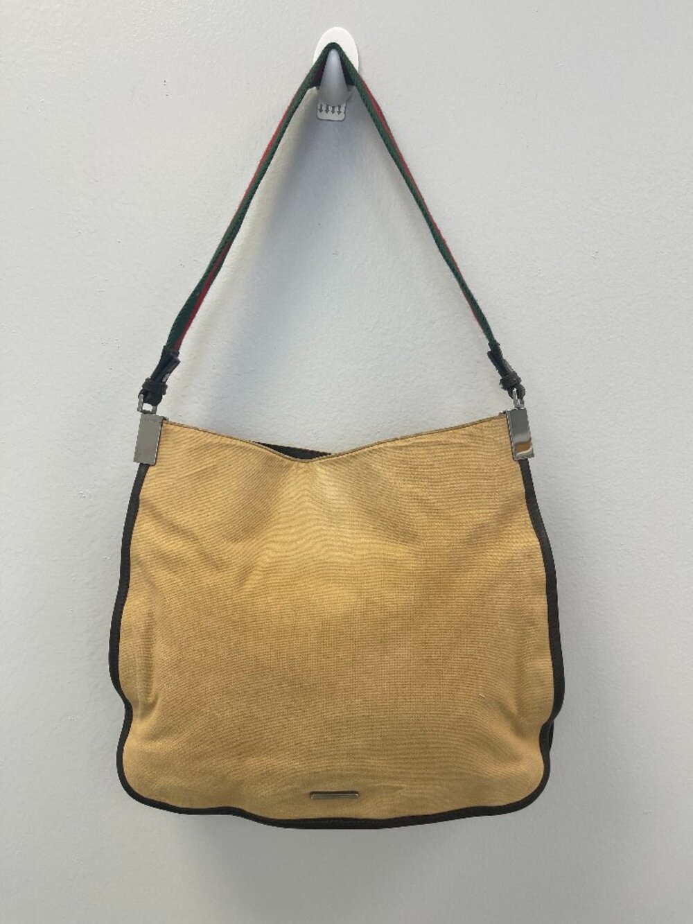 Gucci Web Sherry Line Canvas and Leather Shoulder Bag - Preowned